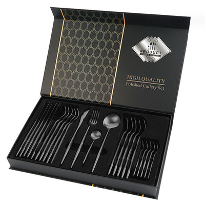 Gift Box Stainless Steel Tableware 24-Piece Set – Multiple Colours | Cookli