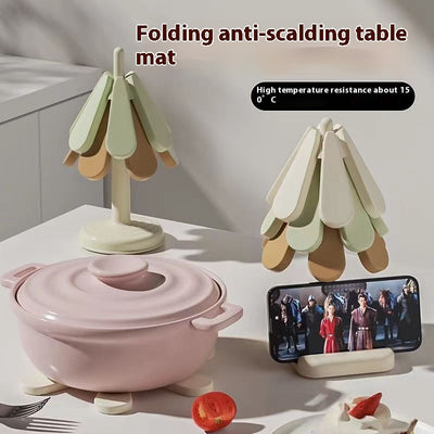 4pcs Silicone Tree-Shaped Heat Resistant Trivet Set – Non-Slip Coasters for Hot Pots & Teapots | Cookli UK