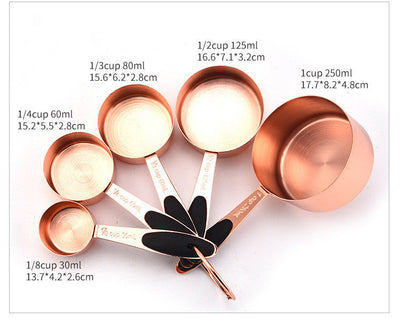 Rose Gold Stainless Steel Measuring Cups & Spoons Set – 5-Piece Baking Tools | Cookli UK