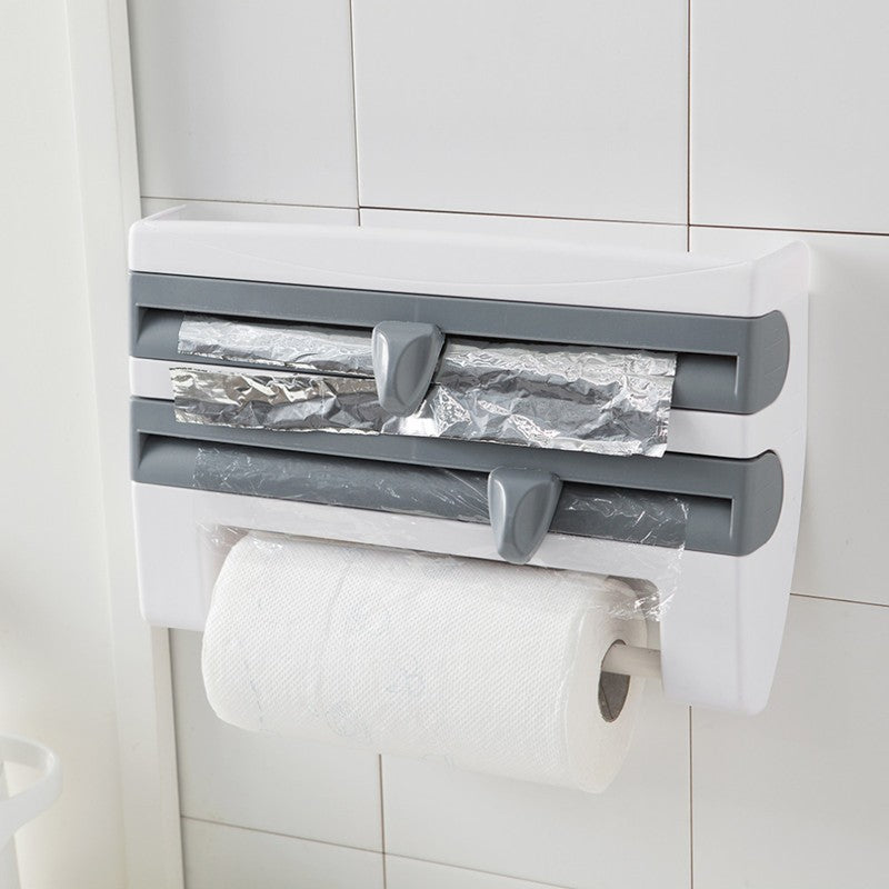4-in-1 Kitchen Roll Holder Dispenser for Foil, Cling Film, Paper Towels & Wrap – Wall Mounted Storage Rack | Cookli UK