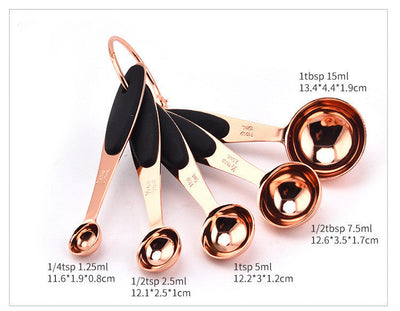 Rose Gold Stainless Steel Measuring Cups & Spoons Set – 5-Piece Baking Tools | Cookli UK