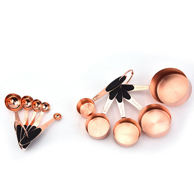 Rose Gold Stainless Steel Measuring Cups & Spoons Set – 5-Piece Baking Tools | Cookli UK