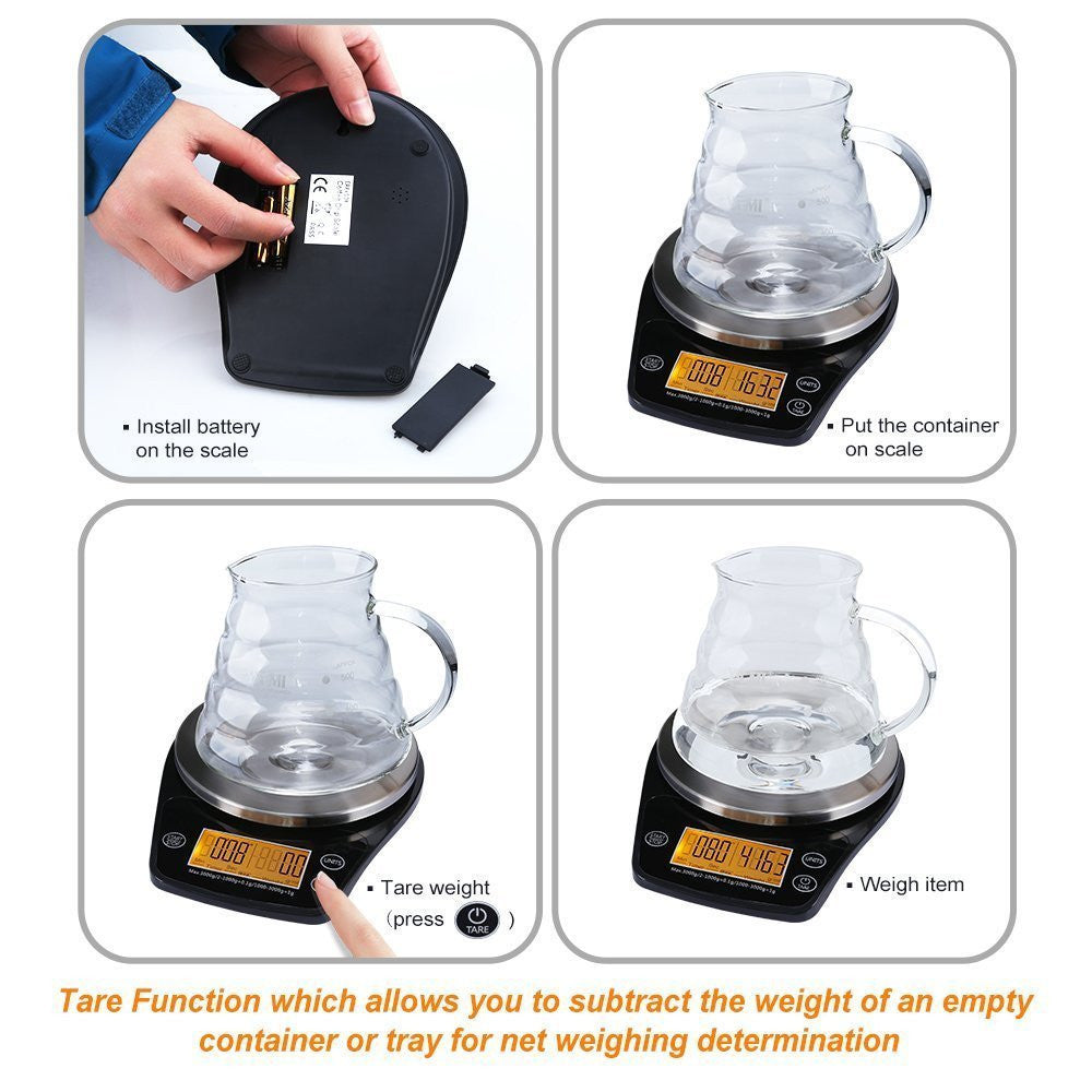 Multifunction LCD Coffee Scale – Kitchen Food Drip Timer | Cookli UK