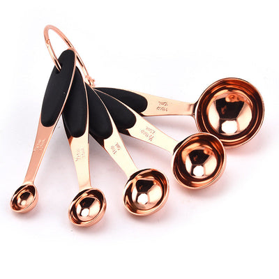 Rose Gold Stainless Steel Measuring Cups & Spoons Set – 5-Piece Baking Tools | Cookli UK