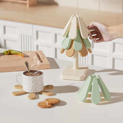 4pcs Silicone Tree-Shaped Heat Resistant Trivet Set – Non-Slip Coasters for Hot Pots & Teapots | Cookli UK