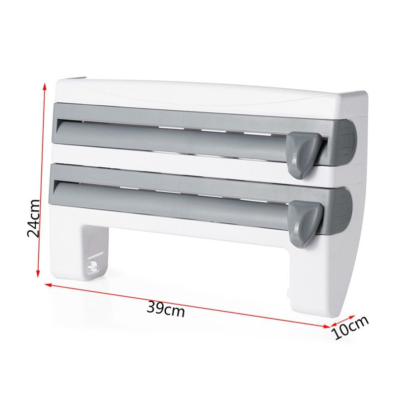 4-in-1 Kitchen Roll Holder Dispenser for Foil, Cling Film, Paper Towels & Wrap – Wall Mounted Storage Rack | Cookli UK