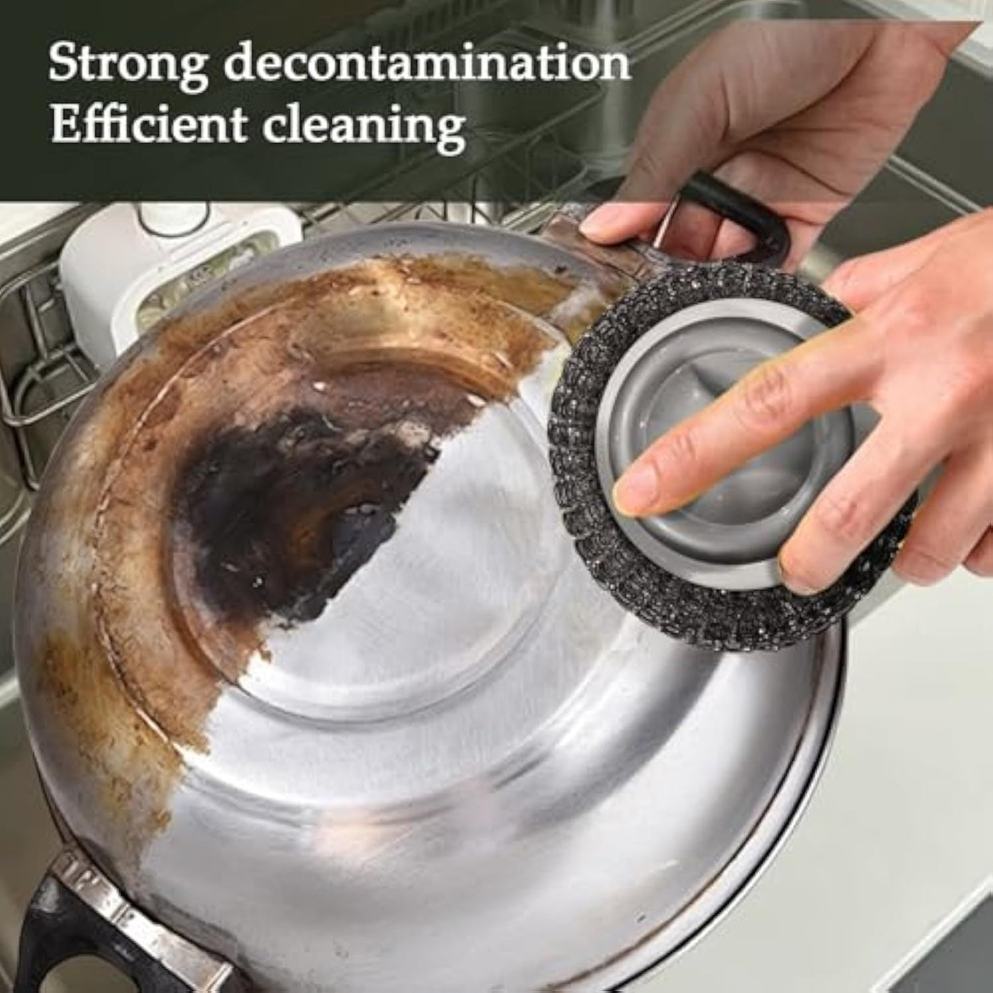Stainless Steel Wool Scrubber with Handle – Heavy Duty Scouring Pad for Kitchen, Pans, Pots & Sinks | Cookli UK