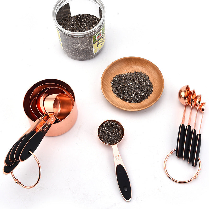 Rose Gold Stainless Steel Measuring Cups & Spoons Set – 5-Piece Baking Tools | Cookli UK