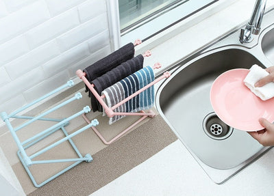 Foldable Dishcloth Shelf & Kitchen Organizer – Punch-Free Nordic Style Rack for Cloths, Bottles & Accessories | Cookli UK