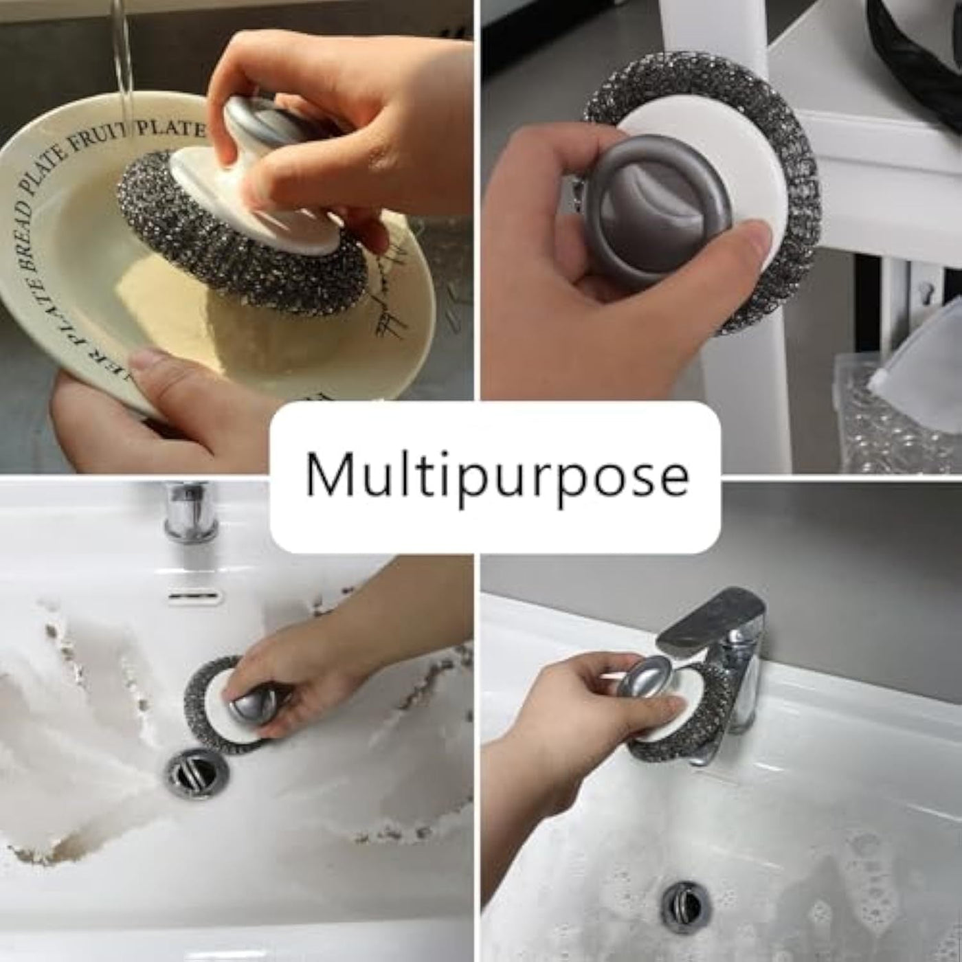 Stainless Steel Wool Scrubber with Handle – Heavy Duty Scouring Pad for Kitchen, Pans, Pots & Sinks | Cookli UK