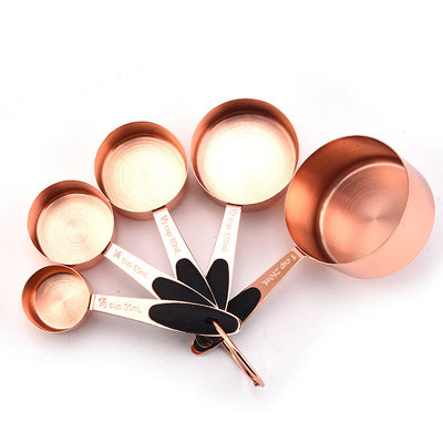 Rose Gold Stainless Steel Measuring Cups & Spoons Set – 5-Piece Baking Tools | Cookli UK