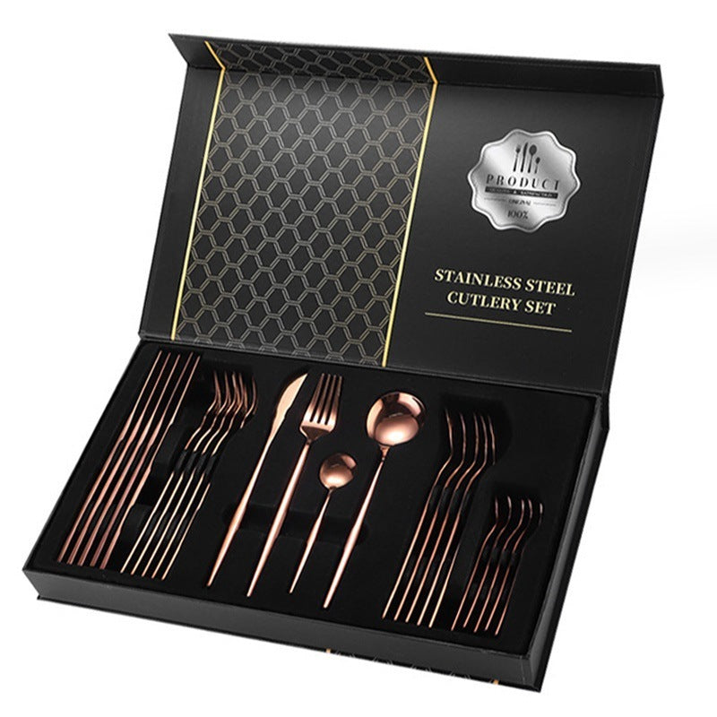Gift Box Stainless Steel Tableware 24-Piece Set – Multiple Colours | Cookli