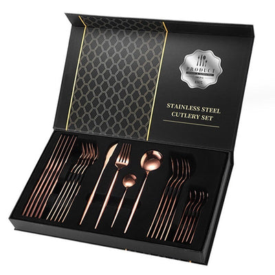Gift Box Stainless Steel Tableware 24-Piece Set – Multiple Colours | Cookli