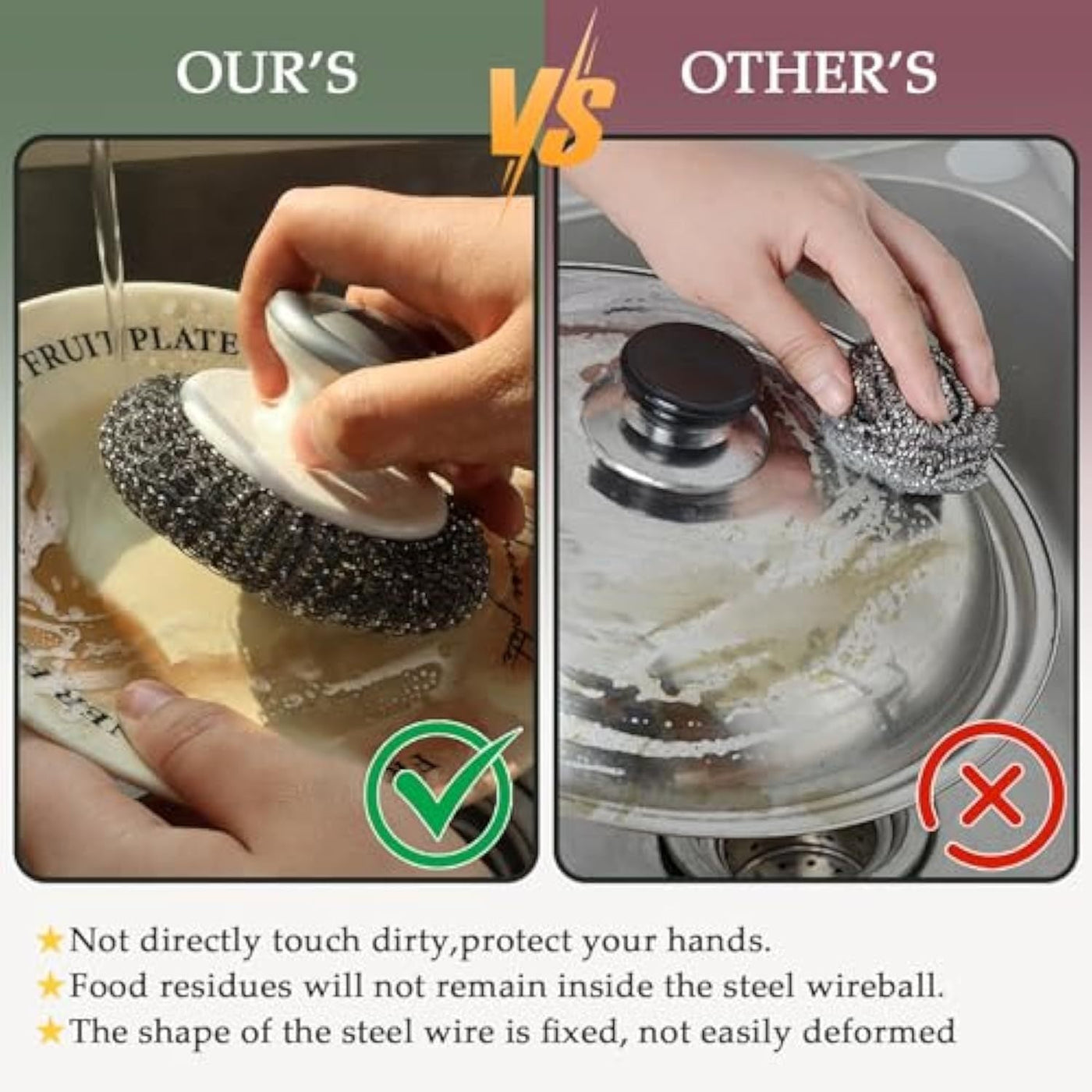 Stainless Steel Wool Scrubber with Handle – Heavy Duty Scouring Pad for Kitchen, Pans, Pots & Sinks | Cookli UK