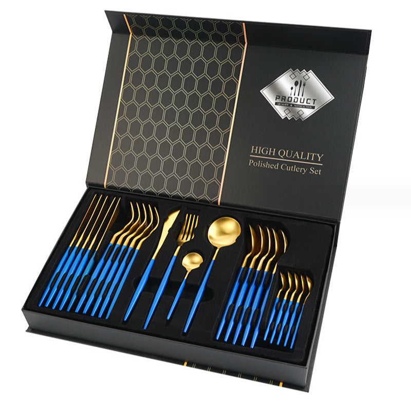 Gift Box Stainless Steel Tableware 24-Piece Set – Multiple Colours | Cookli