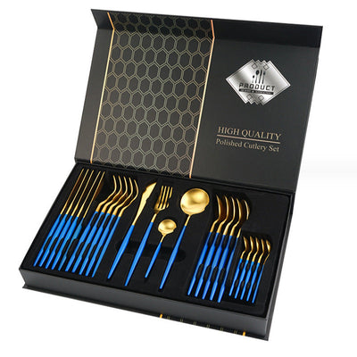 Gift Box Stainless Steel Tableware 24-Piece Set – Multiple Colours | Cookli