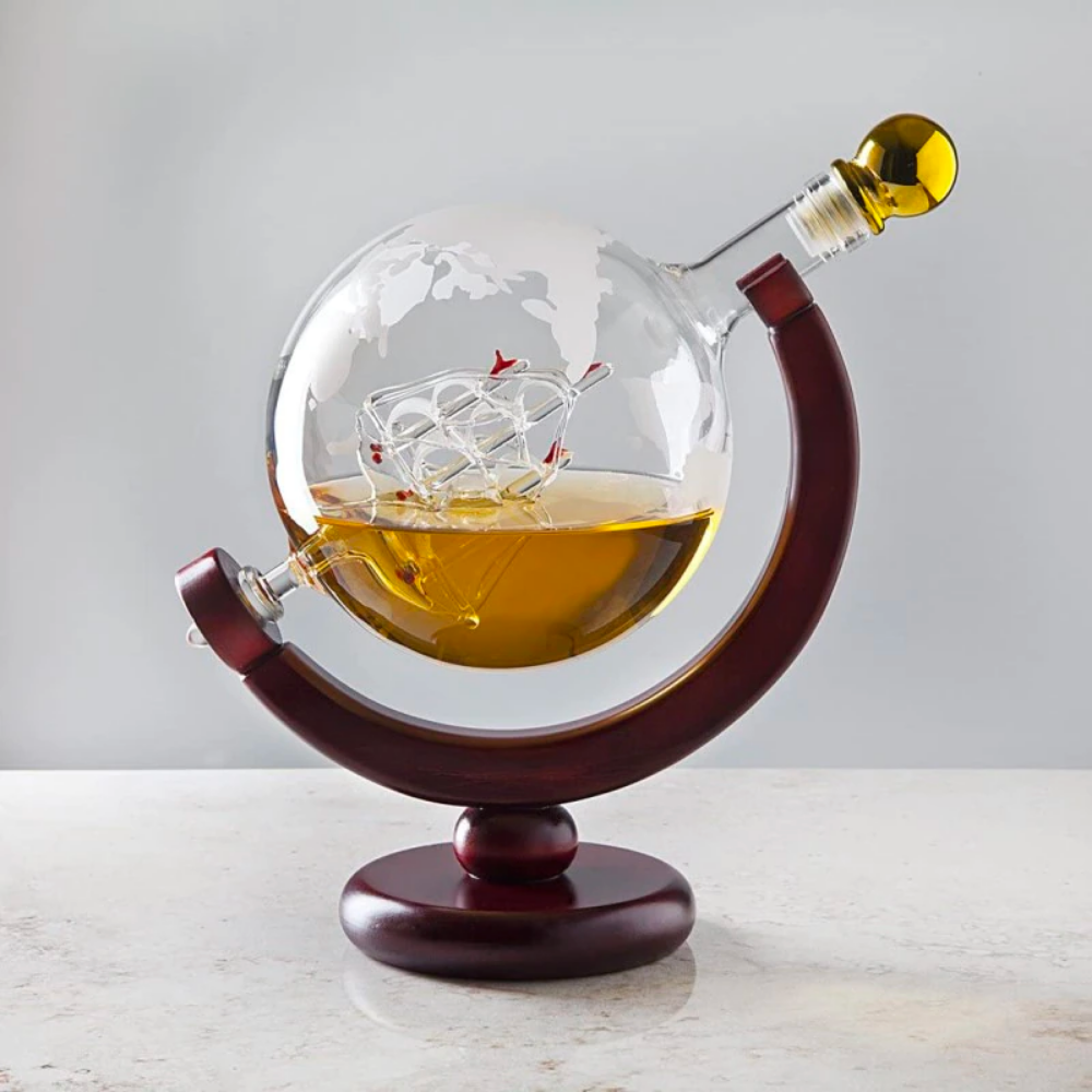 Globe Whiskey Decanter Set with 2 Glasses