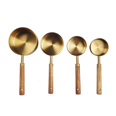 8-Piece Stainless Steel Measuring Cups & Spoons Set with Acacia Wooden Handles – Premium Baking Tools | Cookli UK