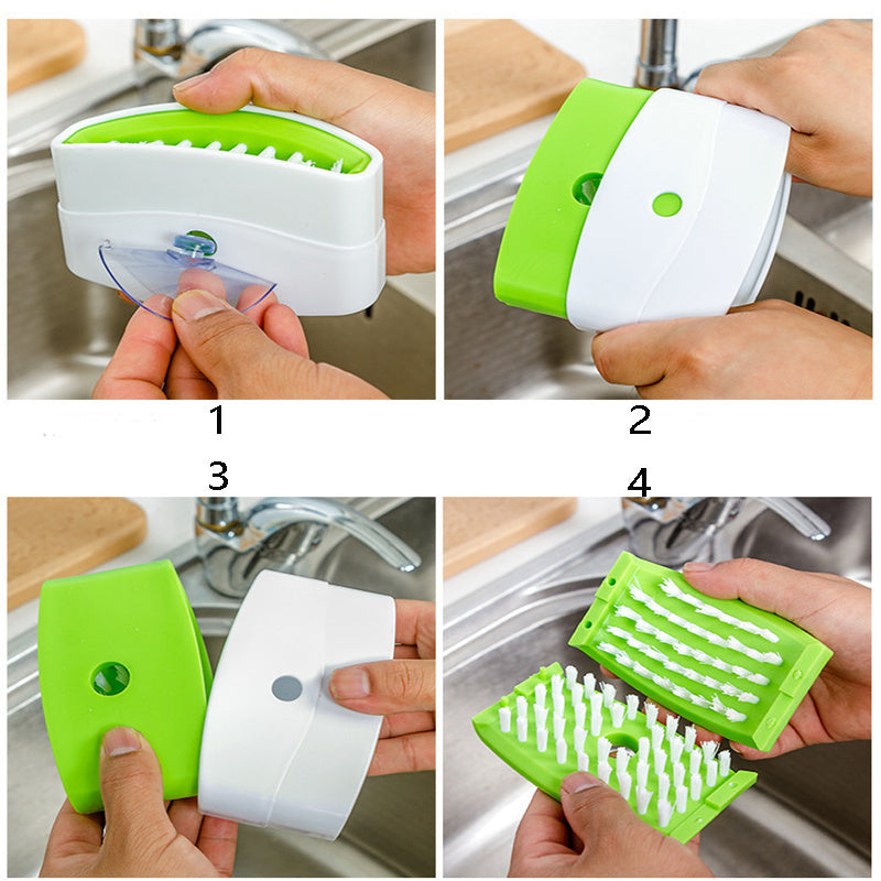 Multi-Purpose Kitchen Cleaning Brush with Suction Cup – Cutlery & Veg | Cookli UK