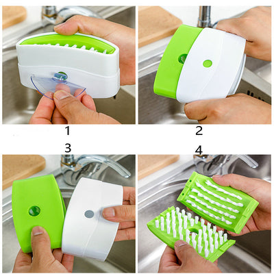 Multi-Purpose Kitchen Cleaning Brush with Suction Cup – Cutlery & Veg | Cookli UK