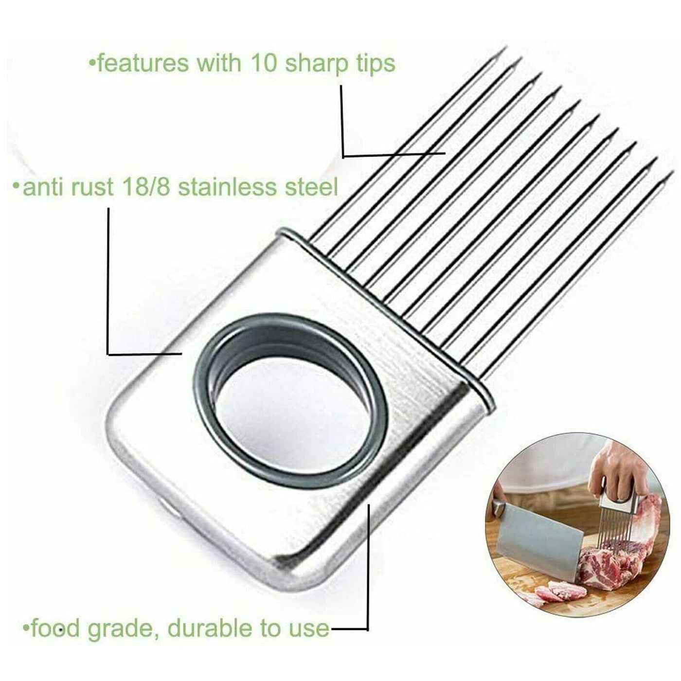 Onion Holder Slicer & Tomato Cutter – Stainless Steel Vegetable Slicing Tool with Finger Guard | Cookli UK