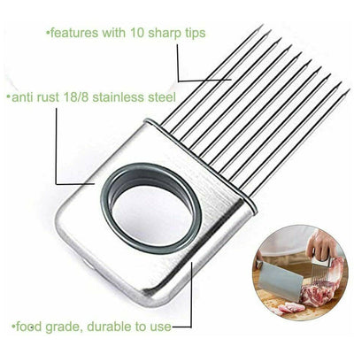 Onion Holder Slicer & Tomato Cutter – Stainless Steel Vegetable Slicing Tool with Finger Guard | Cookli UK