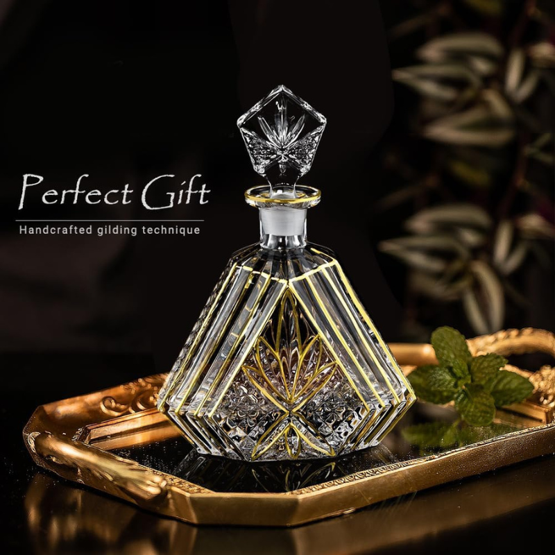 Trimmed Crystal Decanter Set With Two Glasses