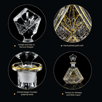 Trimmed Crystal Decanter Set With Two Glasses
