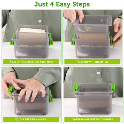Cookli® Tofu Press with Drip Tray & Cookbook – BPA-Free, 3X Faster