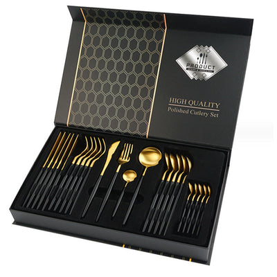 Gift Box Stainless Steel Tableware 24-Piece Set – Multiple Colours | Cookli