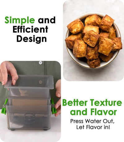 Cookli® Tofu Press with Drip Tray & Cookbook – BPA-Free, 3X Faster