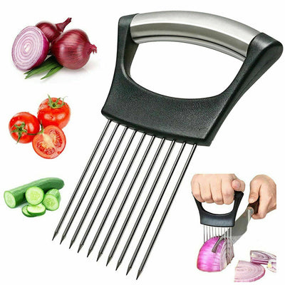 Onion Holder Slicer & Tomato Cutter – Stainless Steel Vegetable Slicing Tool with Finger Guard | Cookli UK