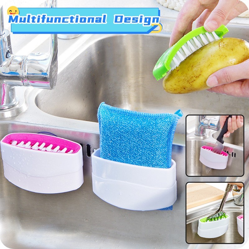 Multi-Purpose Kitchen Cleaning Brush with Suction Cup – Cutlery & Veg | Cookli UK