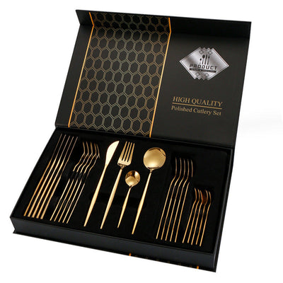 Gift Box Stainless Steel Tableware 24-Piece Set – Multiple Colours | Cookli