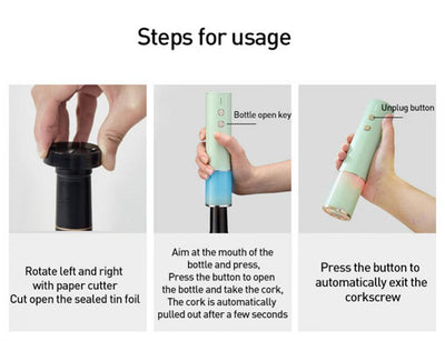 Multi-Functional Electric Corkscrew Rechargeable Wine Opener
